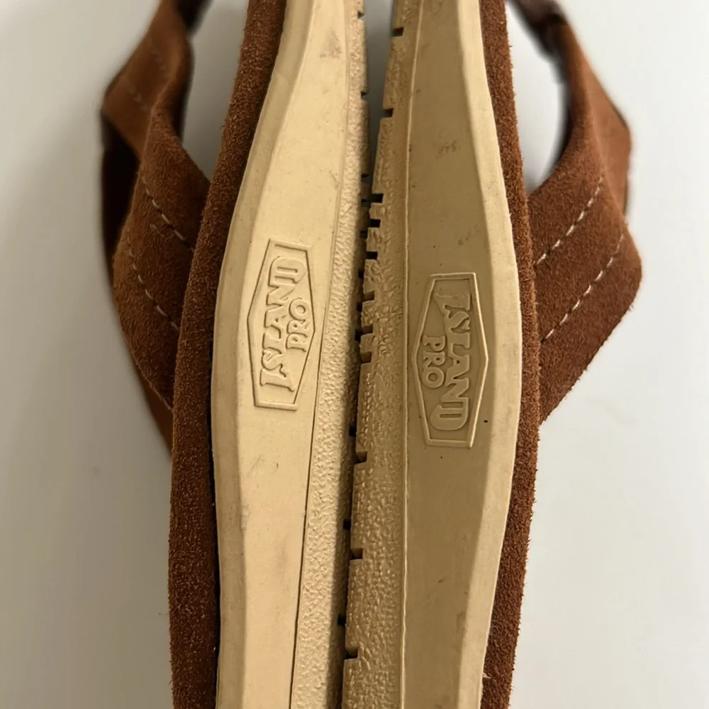 Island Slipper Ultimate Suede Flip Flop Sandals Brown Cognac Color Mens Size 8